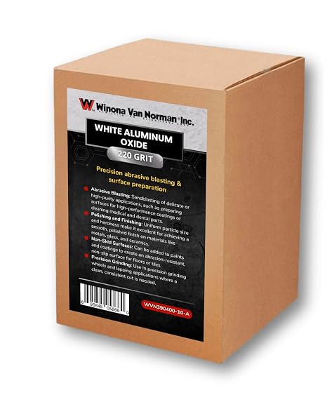Fine White Aluminum Oxide 220 grit, 50 Micron, (10lbs)