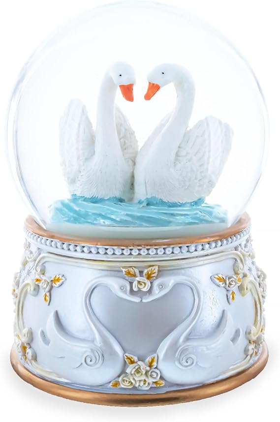 Romantic Swan Spinning Musical Water Snow Globe