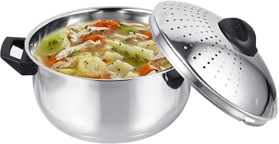 Hemoton Stainless Steel Cooking Pot Pasta Pot Noodles Cooking Pot with Strainer Kitchen Cookware 16CM/6.3inch Diameter