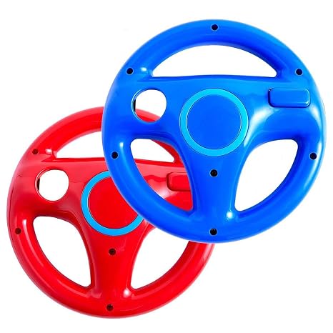 DOYO 2-Pack Steering Wheel for Nintendo Wii & Wii U Remote Controller, Racing Wheel Accessory for Mario Kart Wii, Red and Blue