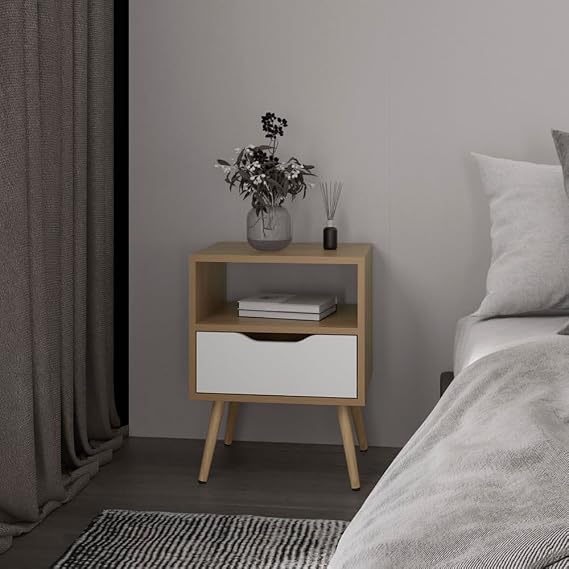 Kechi Nightstand White/Macadamia