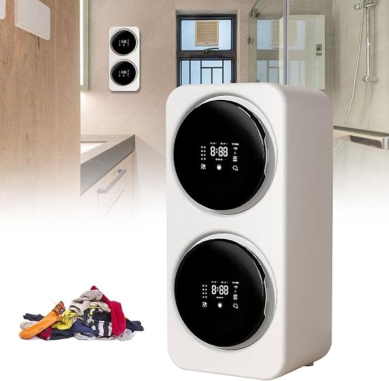 Dual-Chamber Underwear Washing Machine,23.5L Tumble Washer Dryer,with Smart Touch Panel,for Apartment,Dormitory (Desktop)