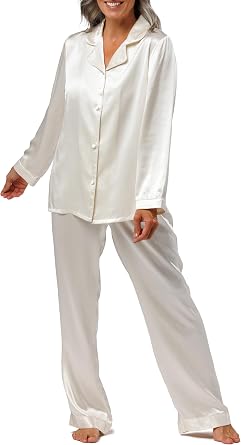 Fishers Finery Womens 100% Mulberry Silk Long Pajama Set with Gift Box