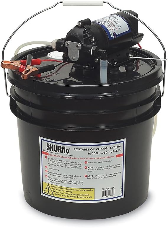 PENTAIR SHURFLO Oil Change Pump w/3.5 Gallon Bucket - 12 VDC, 1.5 GPM