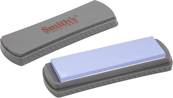 Smith's 51314 6" DualGrit Double-Sided Whetstone - 400 & 1,000 Grit Stone w/Lid - Sharpening - Polishing Blades - Home Cooks, Hunters & Fishermen