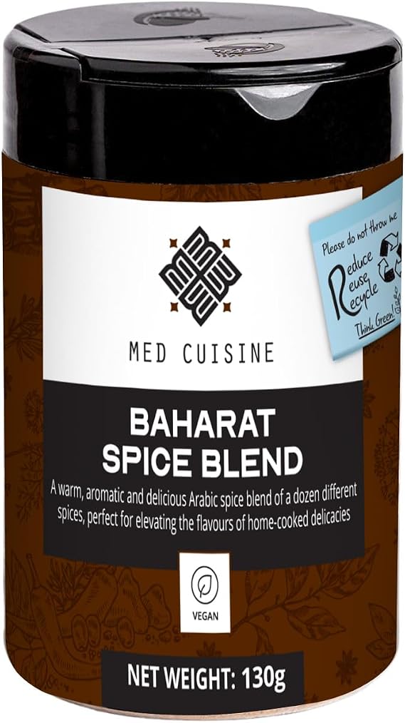 Med Cuisine "Baharat" 130GR - Aromatic Middle Eastern Seasoning Blend For Meat, Fish, Poultry & Vegetables - Vegan Baharat Spice Mix - Non-GMO Arabic Spices Mix