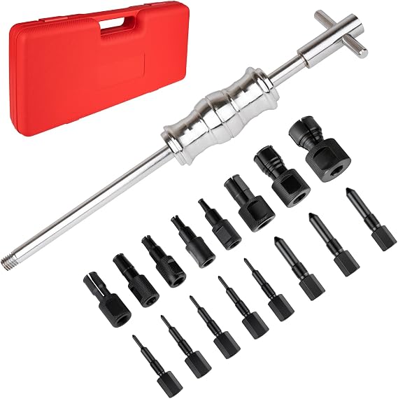 jiouxip 18PCS Blind Hole Collet Bearing Puller Set, Bearing Puller Set and Slide Hammer with Expandable Collets 8-32MM Insert Bearing Remover Set Tool for Automobiles, Motorcycles, Machinery
