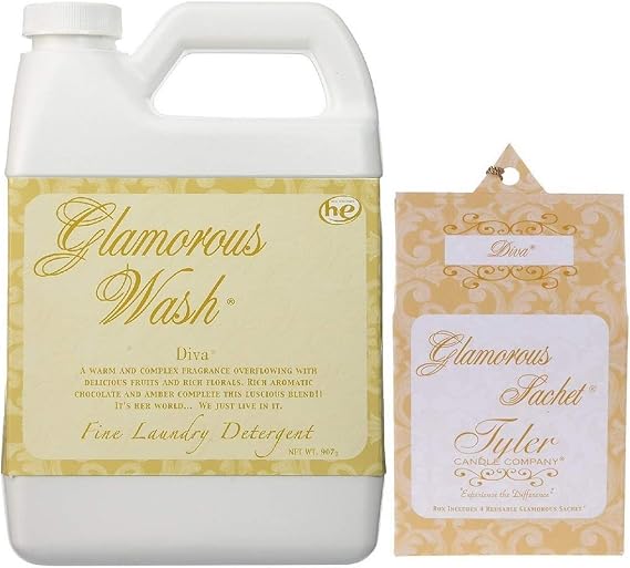 Tyler Candle Glamorous Wash Diva Laundry Detergent 32oz w/Diva Sachets Bundle