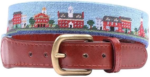 Old Boston Scene Needlepoint Belt by Smathers & Branson