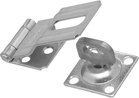 National Hardware N102-855 V32 3-1/4 in Zinc Plated Swivel Staple Safety Hasp Security Door Lock for Interior and Exterior Applications with Concealed Screws and Hot Rolled Steel