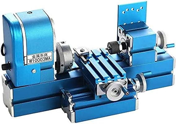 Mini Metal Lathe Machine, Motorized Metalworking DIY Tool Benchtop Wood Lathes with 3-jaw Chuck, Universal CNC Bench Top Drilling Lathe Machine for Hobby Science Education Modelmakin (24W Lathe)