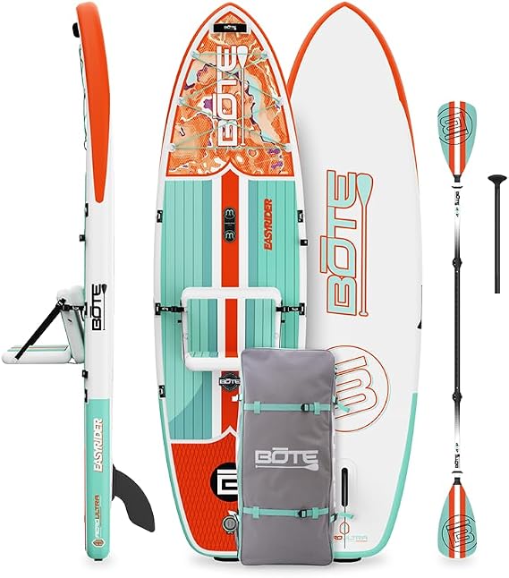 BOTE EasyRider Aero Inflatable Stand Up Paddle Board MAGNEPod Blow Up Hybrid iSUP Convertible Seat Included Adults Kids Family Friendly Multiple Sizes