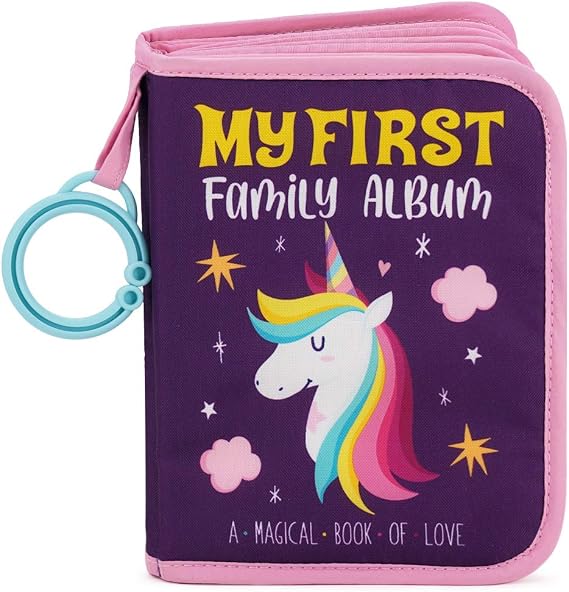 Urban KiddyTM Baby's My First Family Album | Soft Photo Cloth Book Gift Set for Newborn Toddler & Kids (Unicorn)