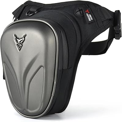 MOTO CENTRIC Motorcycle Drop Leg Bag, Waterproof Thigh Waist Pack, 4.3L Capacity, Carbon Black Gray Gray