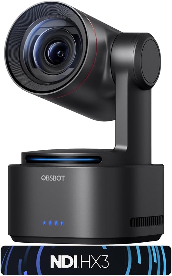 OBSBOT Tail 2 PTZR NDI Camera 4K@60FPS, Pro AI Tracking, 1/1.5" CMOS, 50MP | 5X Optical Zoom, 12X Hybrid Zoom, SDI/HDMI/IP/USB 3.0 Output, Streaming for Education, Conference, Worship (NDI Activated)