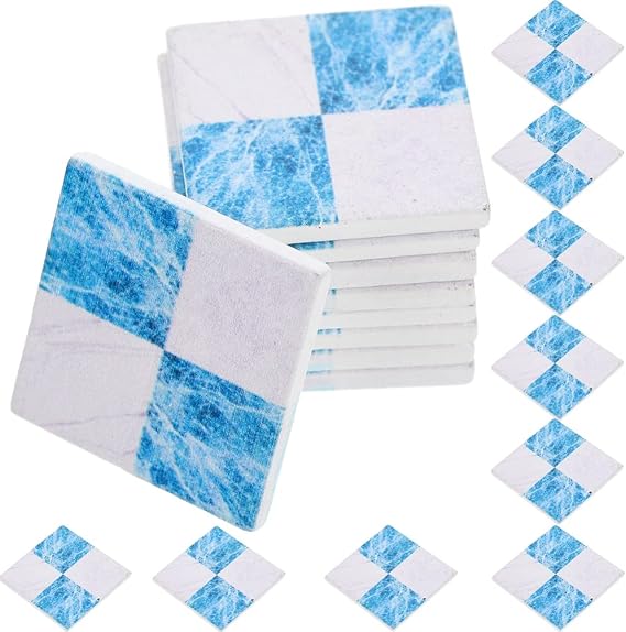 Miniature Dollhouse Accessories Flooring: 27Pcs Flooring, Miniature Wood Floor Boards Mini Square Brick Sheets Decorative Mosaic Tiles Mini House Furniture (Blue White) Doll House Furniture