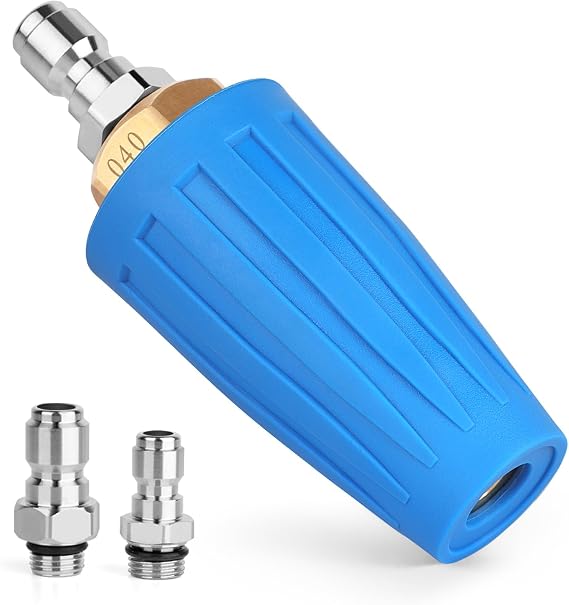 Turbo Nozzle Pressure Washer, 4000 PSI Max. 4.0 GPM Rotating Turbo Nozzle with 1/4'' 3/8'' Quick Connect Power Washer Turbo Nozzle for Garden Car Concrete Brick Vinyl Surface Outdoor Use