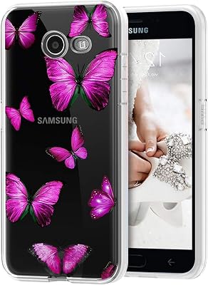 Cute Clear Slim Shockproof Soft TPU Back Phone Protective Cover Case for Samsung Galaxy J7 2017PrimeHaloSky ProPerx with Butterfly Pattern