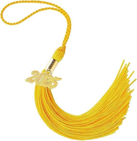 2025 Graduation Tassel Gold 9", Elegant Graduation Tassel with 2025 Year Charm, 2025 Tassel Graduation with Gold Date Drop
