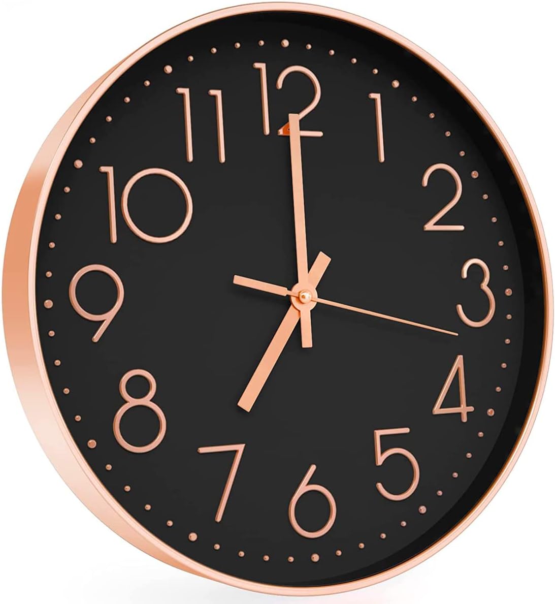 SIN&MI 12" Wall Clock Silent & Large Wall Clocks for Living Room Office Home Kitchen Decor Modern Style & Easy to Read - Rose Gold &Black