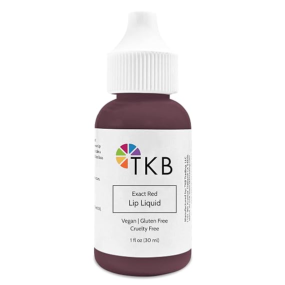 TKB Lip Liquid Color | Liquid Lip Color for TKB Gloss Base, DIY Lip Gloss, Pigmented Lip Gloss and Lipstick Colorant, Made in USA (1floz (30ml), Exact Red)