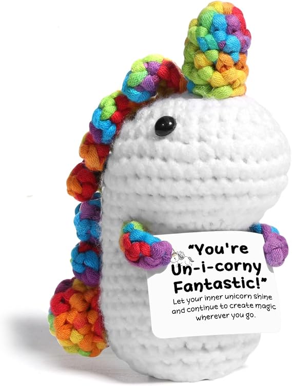 AICase Easter Basket Stuffers Decor Unicorn Stuff Inspirational Crochet Positive U nicorn Kawaii Handmade Emotional Support Nuggets Crochet Animals Unicorn Gifts for Women Birthday