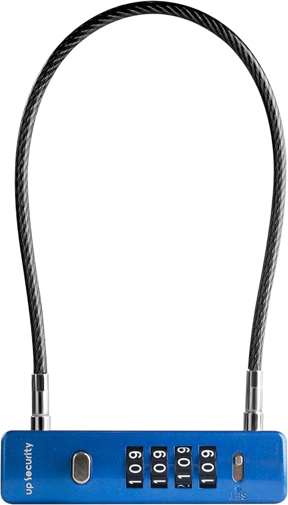 Cable Lock with Combination Lock, Storage Containers and Outdoor Gear, Helmet Scooter Bike Locks, Heavy Duty Anti Theft, Combo Gate Locks for Fence Locker (Blue, 12-inch (30cm) Cable)