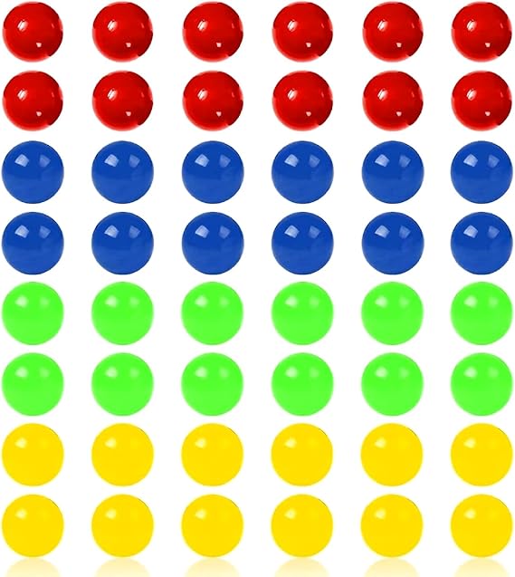 48PCS Four-Color Game Marbles Compatible with Hungry Hungry Hippos, Desktop Game Replacement Beads, Vibrant Solid Color Marble for Tabletop Games & Fun Family Play