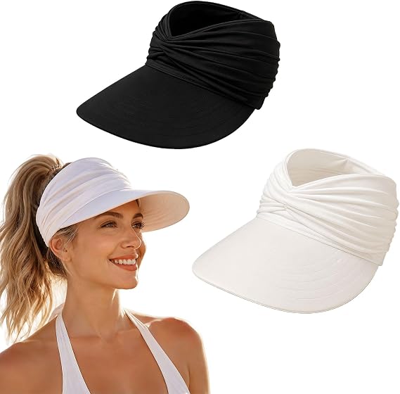 Women's UPF 50+ Sun Protection Visor Sun Hat Ponytail Cap Summer