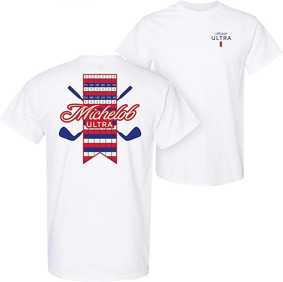 Michelob Ultra Golf Scorecard White Colorway Front/Back Print T-Shirt