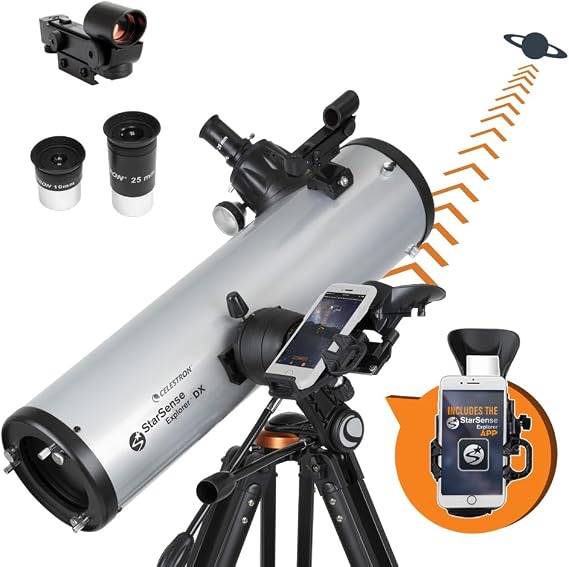 Celestron 22461 StarSense Explore DX 130 Newtonian Reflector Telescope with Smartphone App-enabled Technology, includes Two Eyepieces, Phone Dock and Height-adjustable Tripod, iOS/Android Compatible