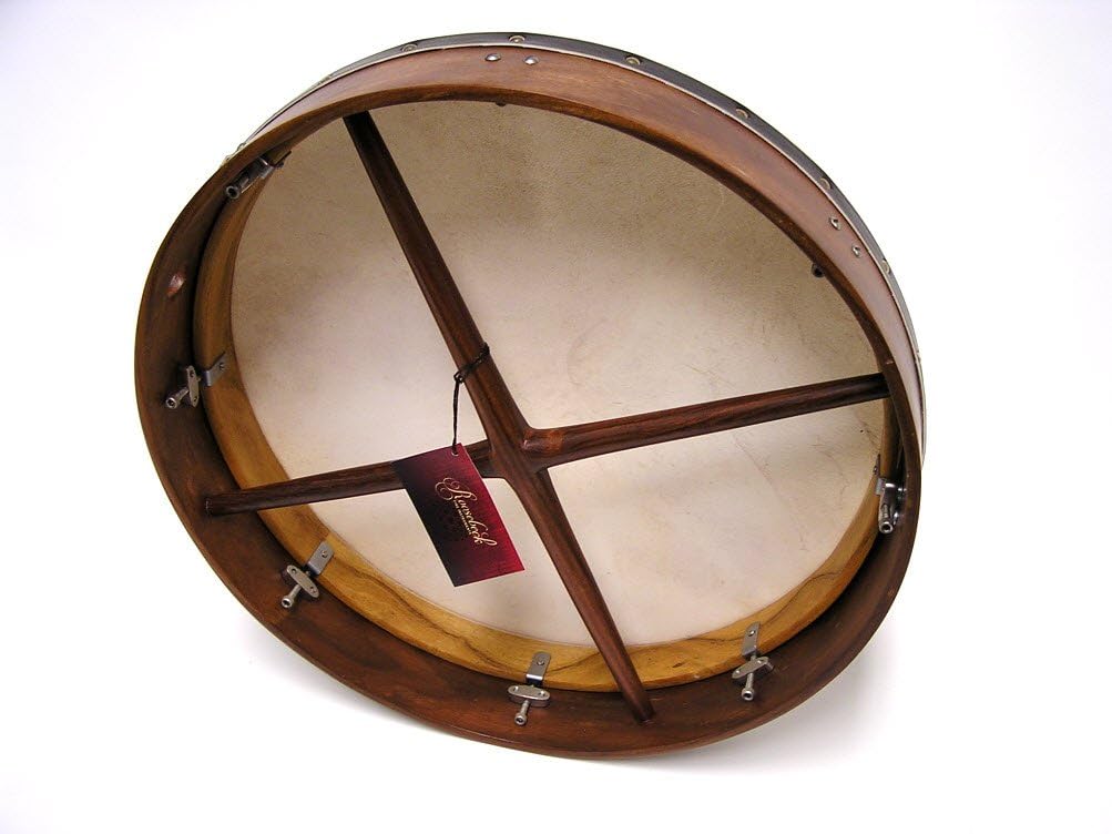 Roosebeck Tunable Sheesham Bodhran Cross-bar Soft Natural Head 18-by-3.5-inch
