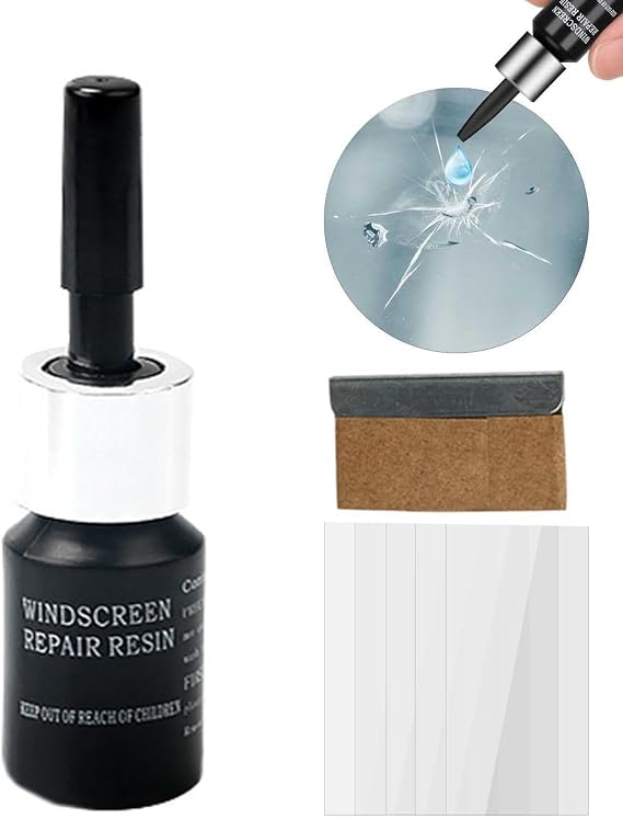 Windscreen Repair Kit,Car Windscreen Crack Repair Kit with Durable Resin,Fix Auto Windscreen Glass Cracks Chip Bulls Eye Star Break Half Moon,Windscreen Chip Repair Kit,5 Min Quick Glass Repair Kit D