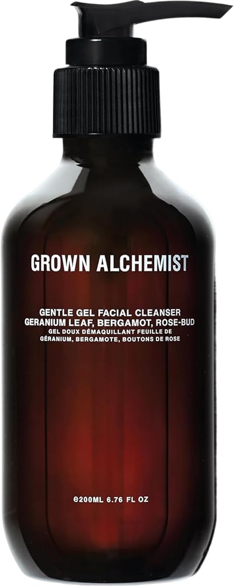 Grown Alchemist Facial Cleanser, Gentle Gel Cleanser Geranium Leaf, Bergamot, Rosebud Oil Based - Face Cleanser for Dry and Sensitive Skin Types, Natural Hydrating Face Wash, Reduces Acne - 200 ml