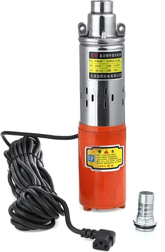Adjustable Small submersible pump 250W 80M 12V 24V 48V 60V Solar Water Pump High Lift Deep Well Pump DC Screw Submersible Pump Agricultural Irrigation Garden Home(48V-60V)