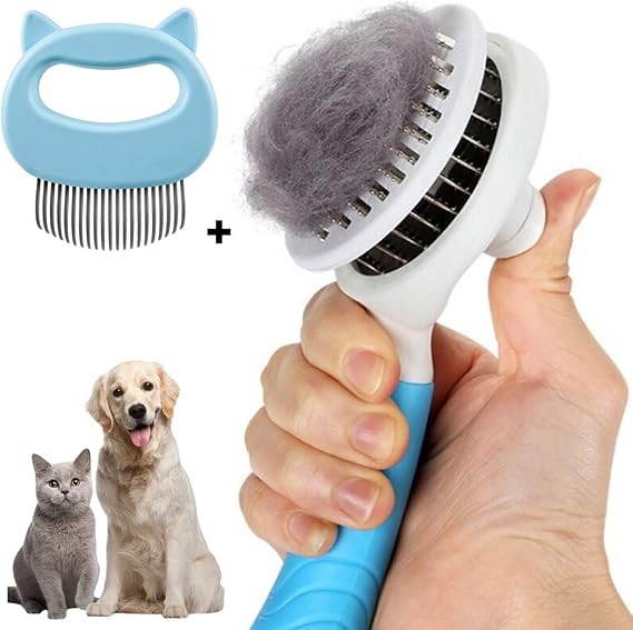 ASUITOFK Maorrew Dog Grooming Comb Brush, Dogs Cats Self Cleaning Slicker Brushes Gently Removes Loose Undercoat, Mats Tangled Hair Slicker Brush with Pet Hair Removal Massaging Shell Comb