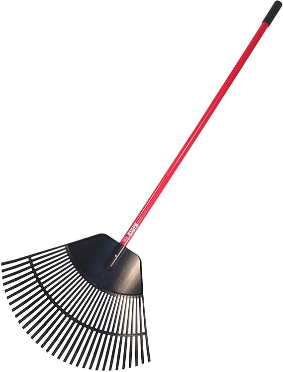 Bully Tools 26-32 Lightweight Polypropylene Tine Leaf Rake, 30" Wide | 68" Fiberglass Long Handle Lawn Rake, Heavy Duty Garden Rake for Leaves, Grass and Yard Debris, 100% Made in USA