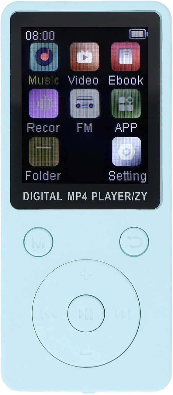 Mp3 Player with Bluetooth, 1.8 Inch Screen Portable Music Player, 32GB Memory Card, Noise Reduction MP4 MP3 Player Extends Up to 128GB Blue