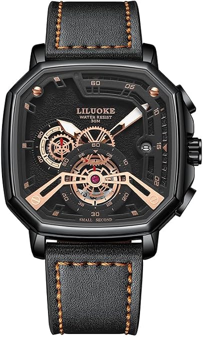 Mens Watches, Wrist Watches Luminous Design, Big Face Fashion Quartz Black Watch 30ATM, Casual Watch for Men Unique Gifts for Men