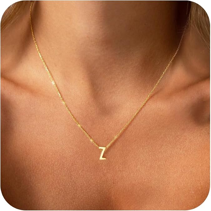 Initial Necklace for Women Girls Kids - Dainty Initial Necklace Tiny A-Z Pendant Necklace Cute Letter Necklace