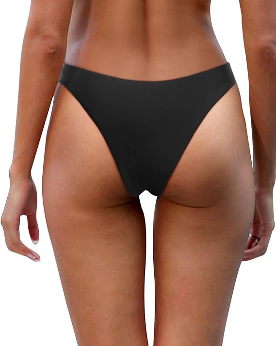 Women Cheeky Bikini Bottom - Brazilian Swim Bottom High Cut Swimsuit Bottom