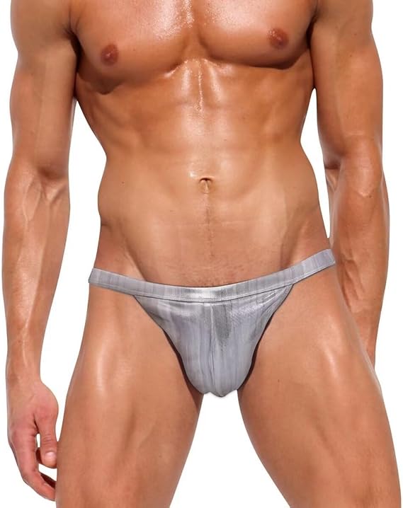 Mens Swim Thong Briefs Low Rise Bikini Swimsuit Sexy Drawstring Contour Pouch Bathing Suit Swimwear