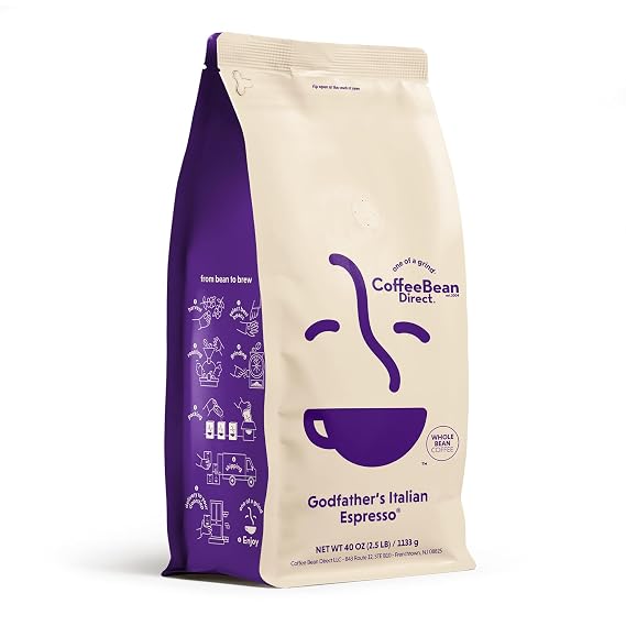 Coffee Bean Direct Godfathers Italian Espresso, Whole Bean, 2.5lb Bag