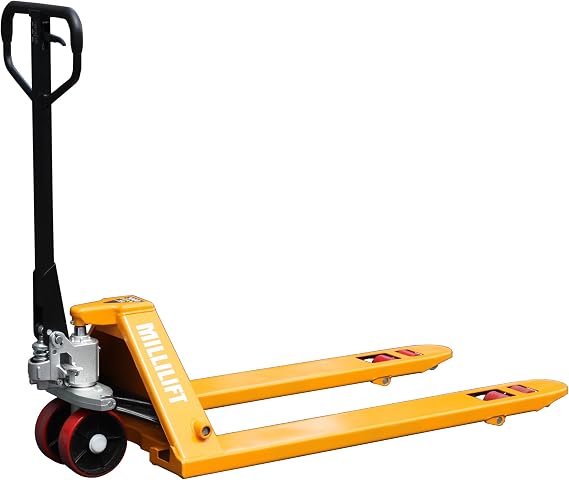 Manual Pallet Jack, 48" L x 27" W, 6600LB Capacity, Yellow
