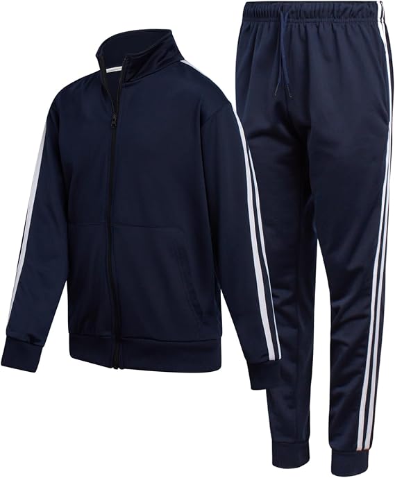 Quad Seven Boys Tracksuit Set - 2 Piece Athletic Tricot Zip Up Boys Sweatshirts and Jogger Pants Outfit (Sizes 4-18)