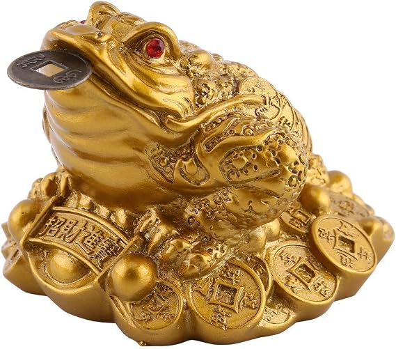 Hilitand Money Frog Toad Decoration,Chinese Feng Shui Wealth Lucky Money Frog Statue Home Office Decoration Good Lucky Gift(S-6X6X5cm)