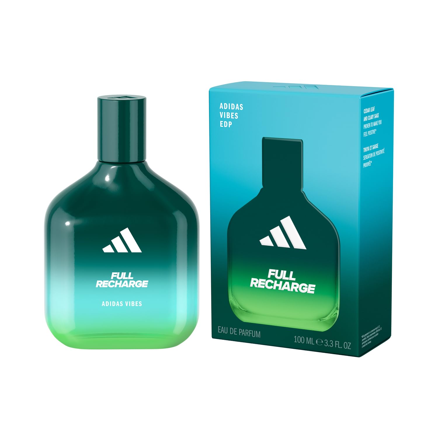 adidas Vibes Full Recharge Eau de Parfum Long-Lasting Invigorating Unisex Fragrance with Spicy Fresh Notes and Natural Essential Oils 100 ml