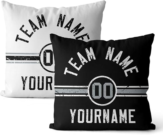 Custom Throw Pillow Las Vegas Personalized Style Print Name and Number for Men Women Boy Gift (1 Pack, Black & White & Gray)
