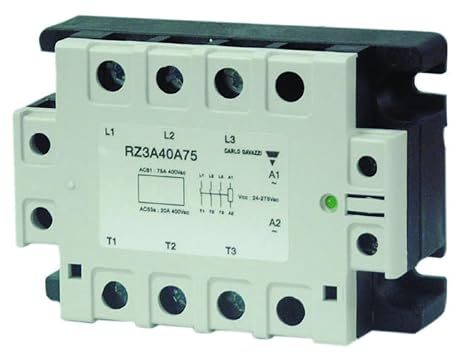 CARLO GAVAZZI RZ3A60A55 3-Pole Panel Mount SSR, Built-in OVERVOLTAGE Protection, Control Voltage (UC): 24-275 VAC / 24-50 VDC, Operating Voltage (UE): 42 660 VAC (1600 VP), Rated Current (IE): 5