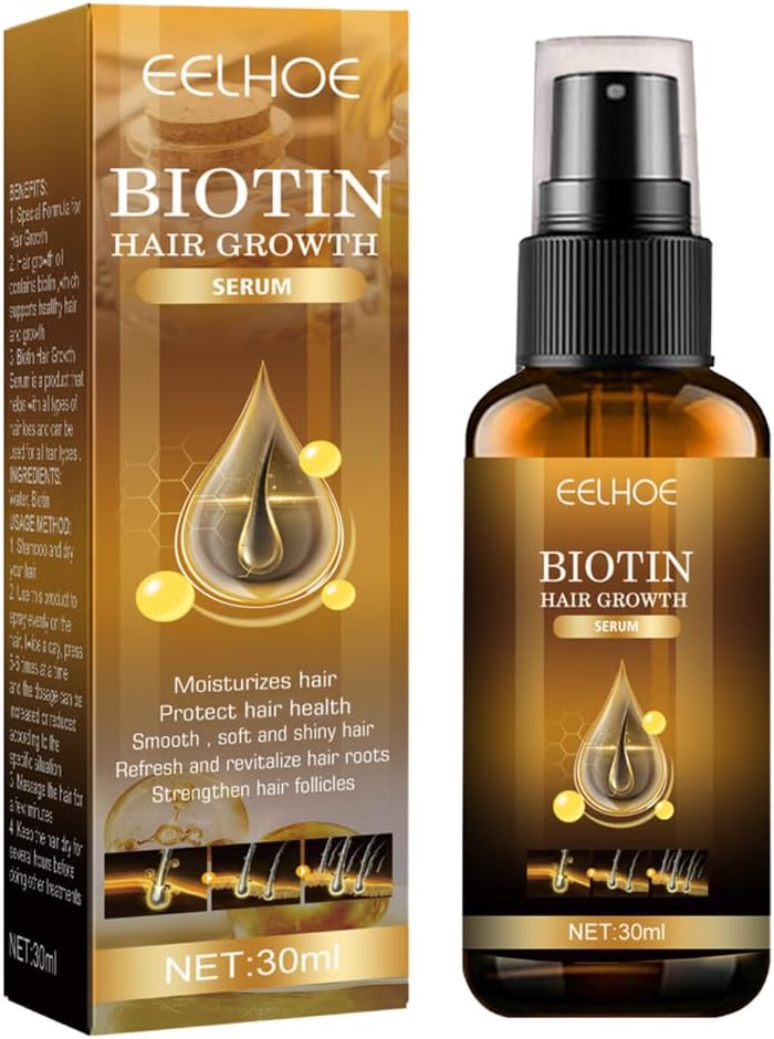 Biotin Hair Growth Spray - Essential Oil for Hair Growth and Thickness, Hair Growth Serum, Herbal Serum, Anti Hair Loss Serum, Rapid Growth, Nourishes Hair and Scalp, 3 Count
